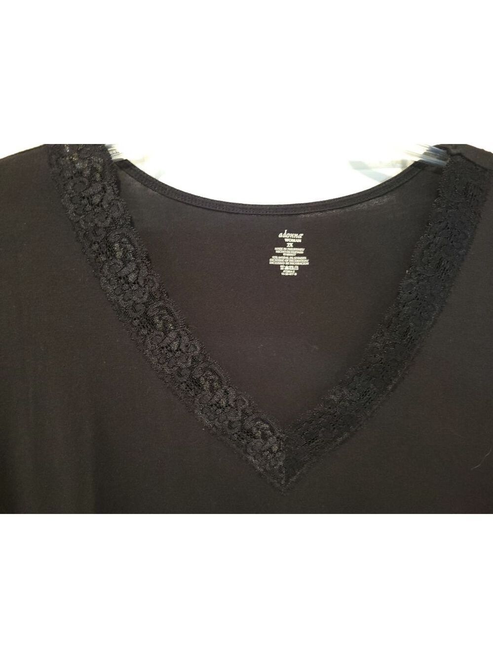Adonna Black Lace V-Neck Nightgown 2X - Picture 5 of 9